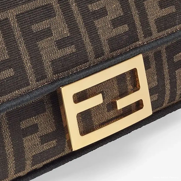 Vintage HOT Mini Brown Motif Bag Baguette Fendi In Fabric FF 0407